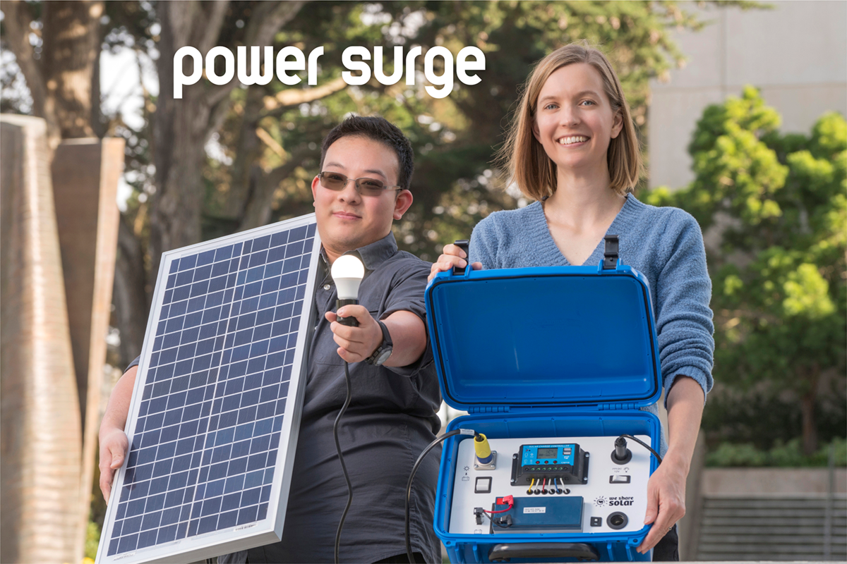 Autumn Thoyre and student with solar suitcase