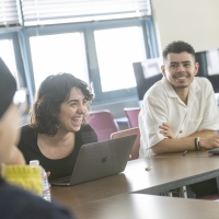 Students around a table
