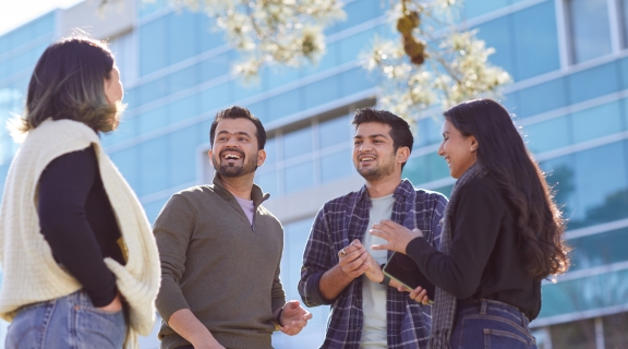 students infront of library