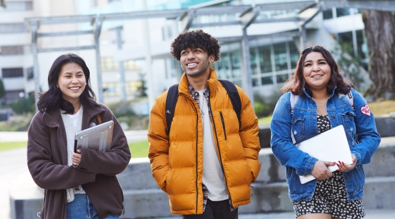 students walking on campus